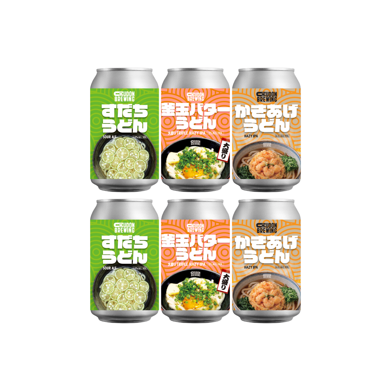 Sudachi and Kamatama Butter Udon with Kakiage Set of 6 Cans